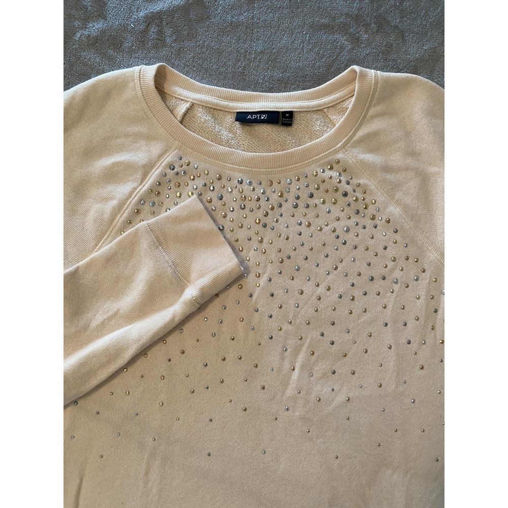Apt. 9 Sweatshirt Womens Sz M Blush Pink Embellished Cozy Lounge Athleisure New